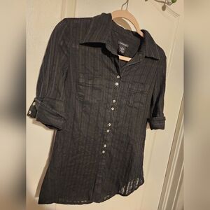 Calvin Klein Black Button Down Top Size M